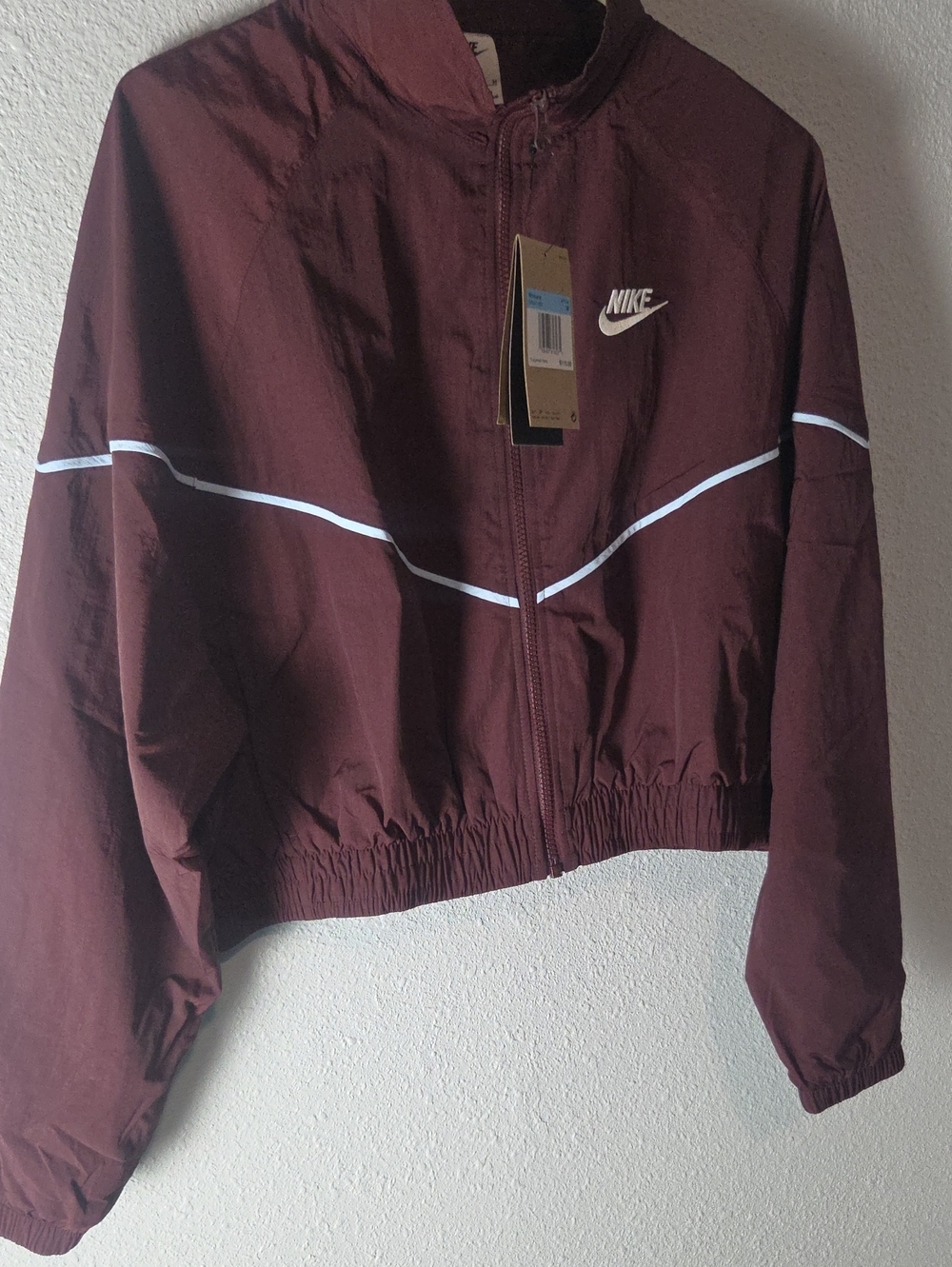 Nike Women's Maroon Bomber Track Jacket with White Piping